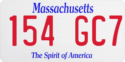 MA license plate 154GC7