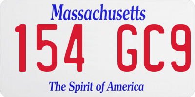 MA license plate 154GC9