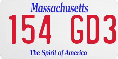 MA license plate 154GD3