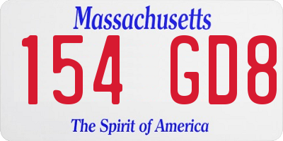 MA license plate 154GD8