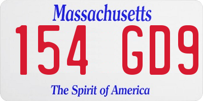 MA license plate 154GD9