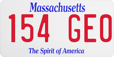 MA license plate 154GE0