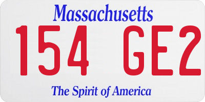 MA license plate 154GE2