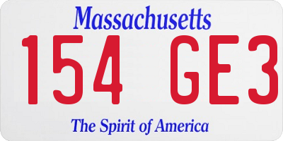 MA license plate 154GE3