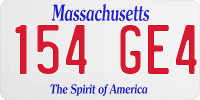 MA license plate 154GE4