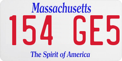 MA license plate 154GE5