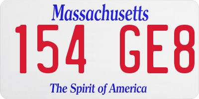 MA license plate 154GE8