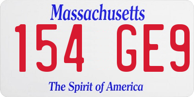 MA license plate 154GE9