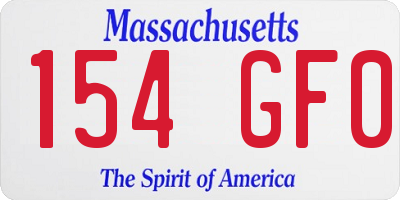 MA license plate 154GF0