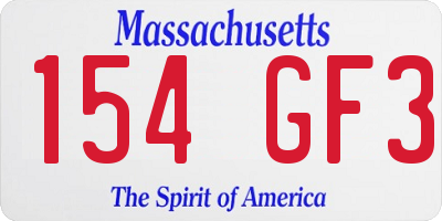 MA license plate 154GF3