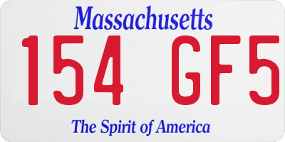 MA license plate 154GF5