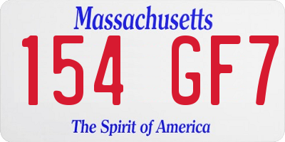 MA license plate 154GF7