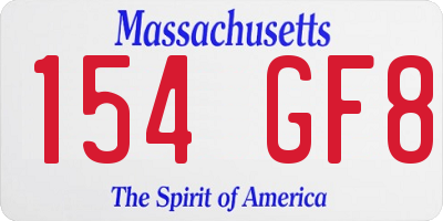 MA license plate 154GF8