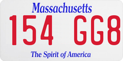 MA license plate 154GG8