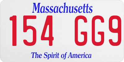 MA license plate 154GG9