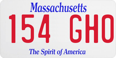 MA license plate 154GH0