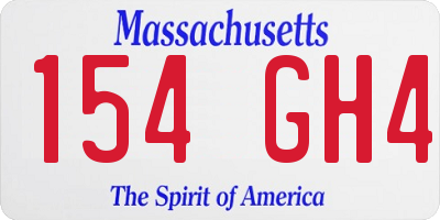 MA license plate 154GH4