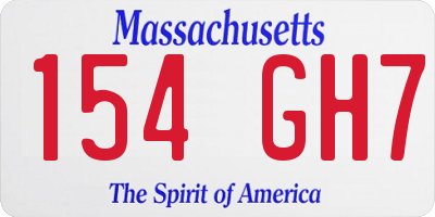 MA license plate 154GH7