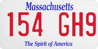 MA license plate 154GH9