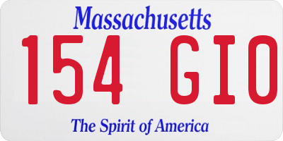 MA license plate 154GI0
