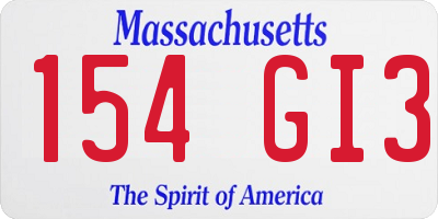MA license plate 154GI3