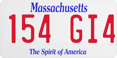 MA license plate 154GI4
