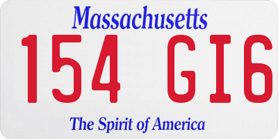 MA license plate 154GI6