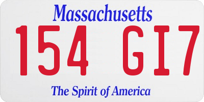 MA license plate 154GI7