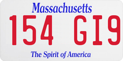 MA license plate 154GI9