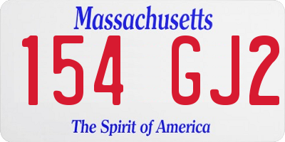 MA license plate 154GJ2
