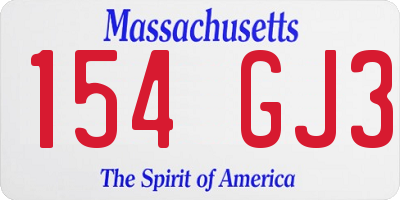 MA license plate 154GJ3