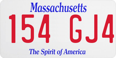 MA license plate 154GJ4