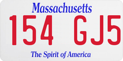MA license plate 154GJ5