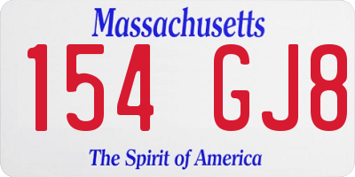 MA license plate 154GJ8
