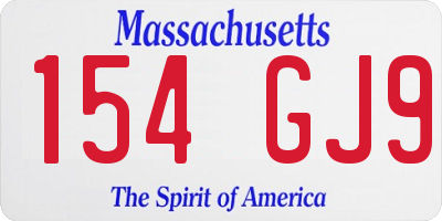 MA license plate 154GJ9
