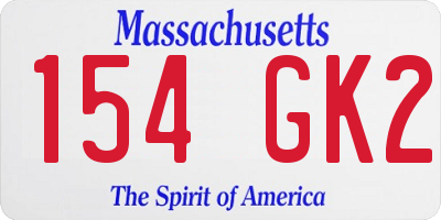 MA license plate 154GK2