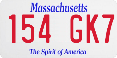 MA license plate 154GK7