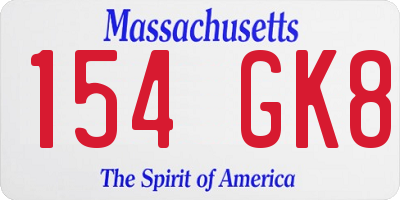MA license plate 154GK8