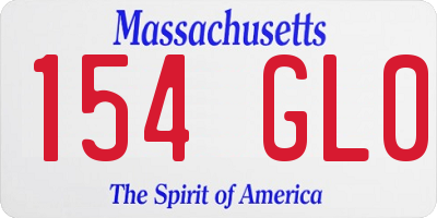 MA license plate 154GL0