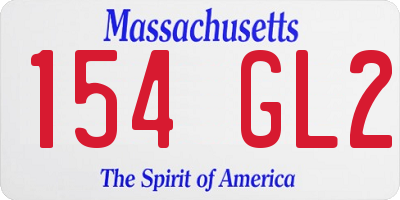 MA license plate 154GL2