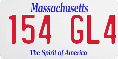 MA license plate 154GL4