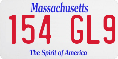 MA license plate 154GL9
