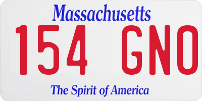MA license plate 154GN0