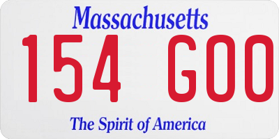 MA license plate 154GO0