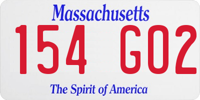 MA license plate 154GO2