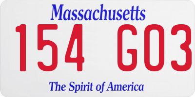 MA license plate 154GO3