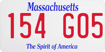 MA license plate 154GO5