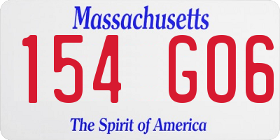 MA license plate 154GO6