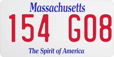 MA license plate 154GO8