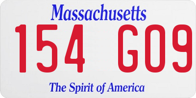 MA license plate 154GO9